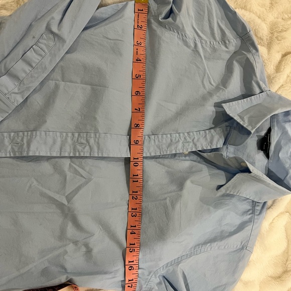 Moda International size Small light Blue cotton stretch Button down shirt - Picture 7 of 7